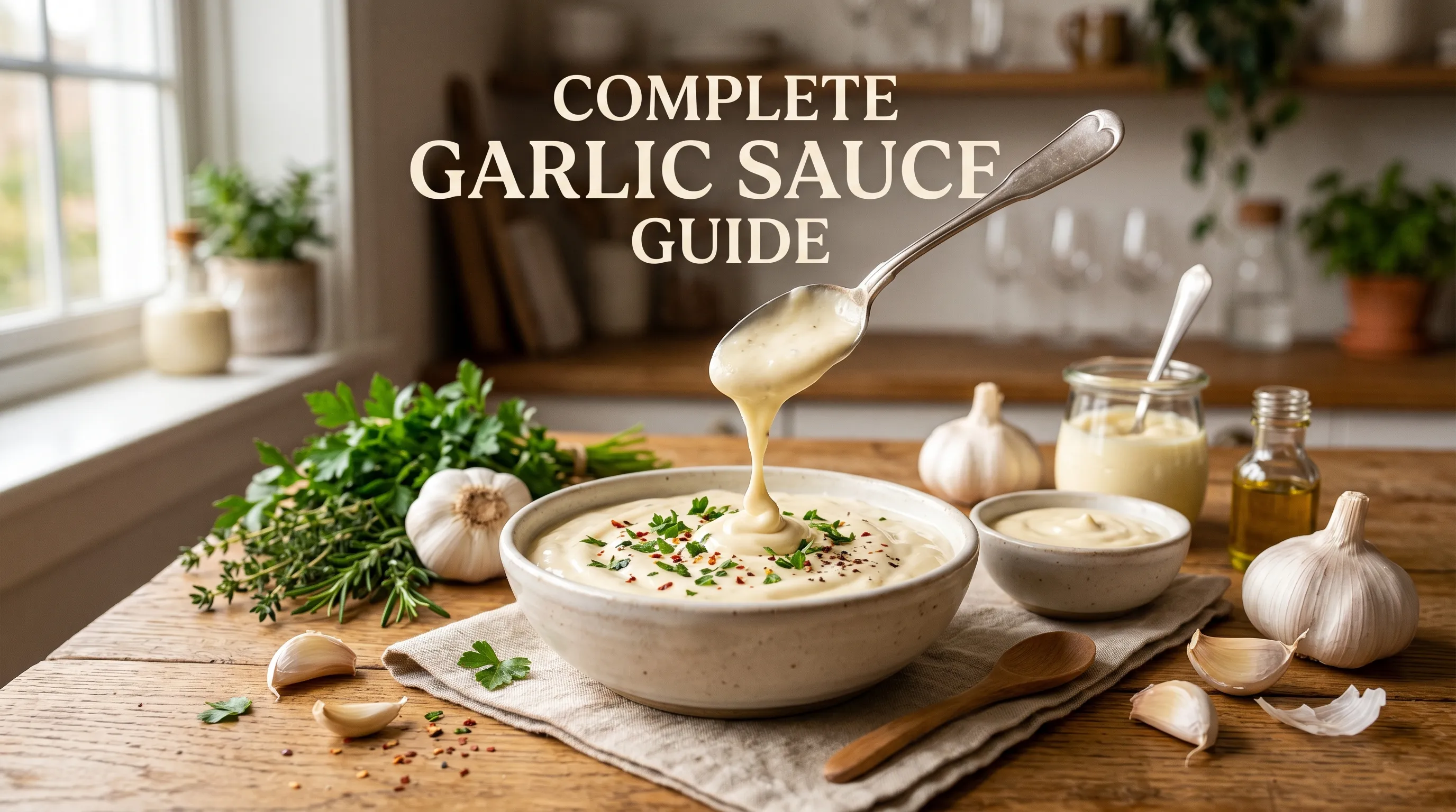 Complete garlic sauce guide with toum, roasted garlic, and garlic butter sauces